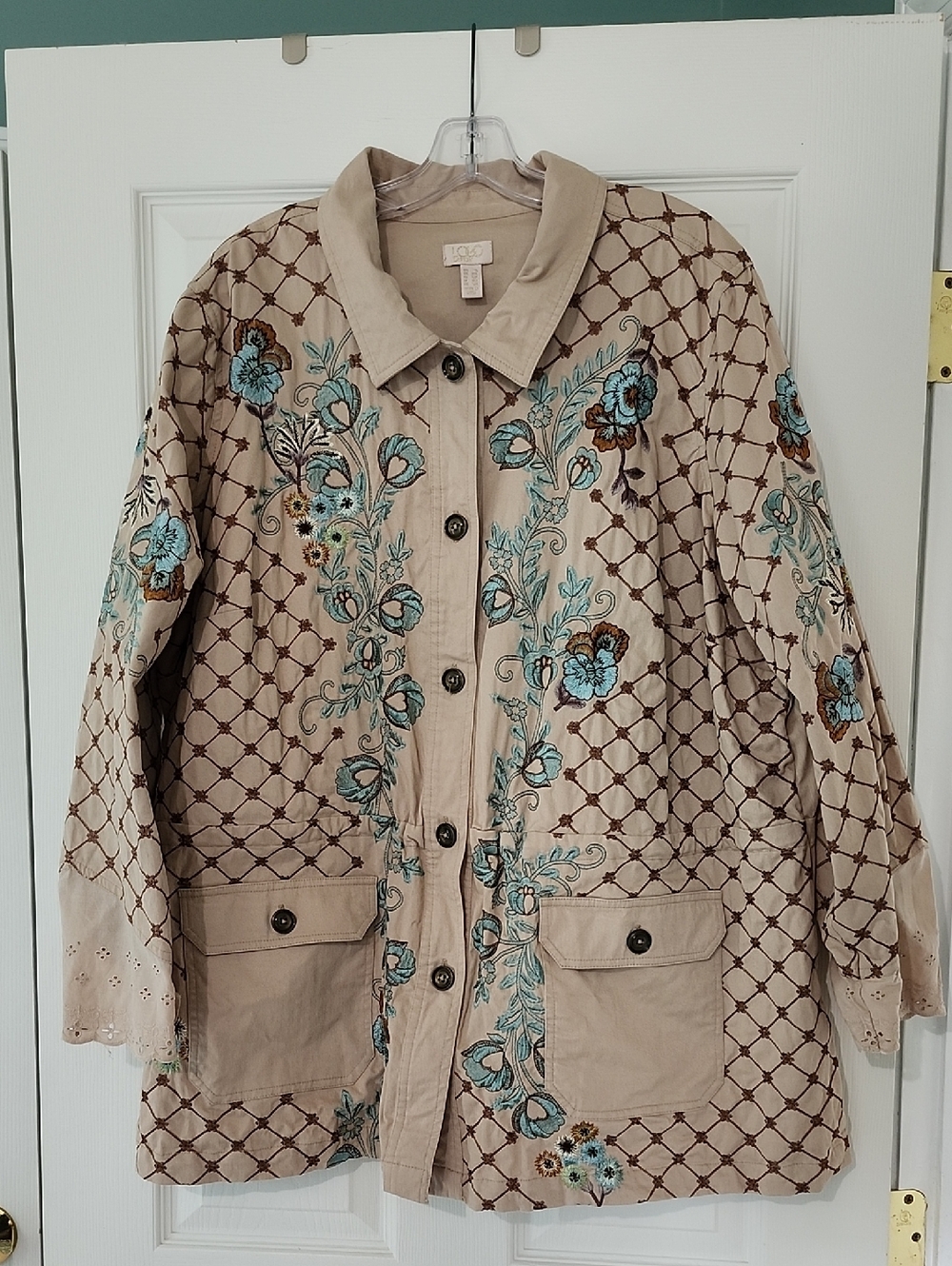 LOGO Lavish By Lori Goldstein Embroidered Boyfriend Jacket 2X